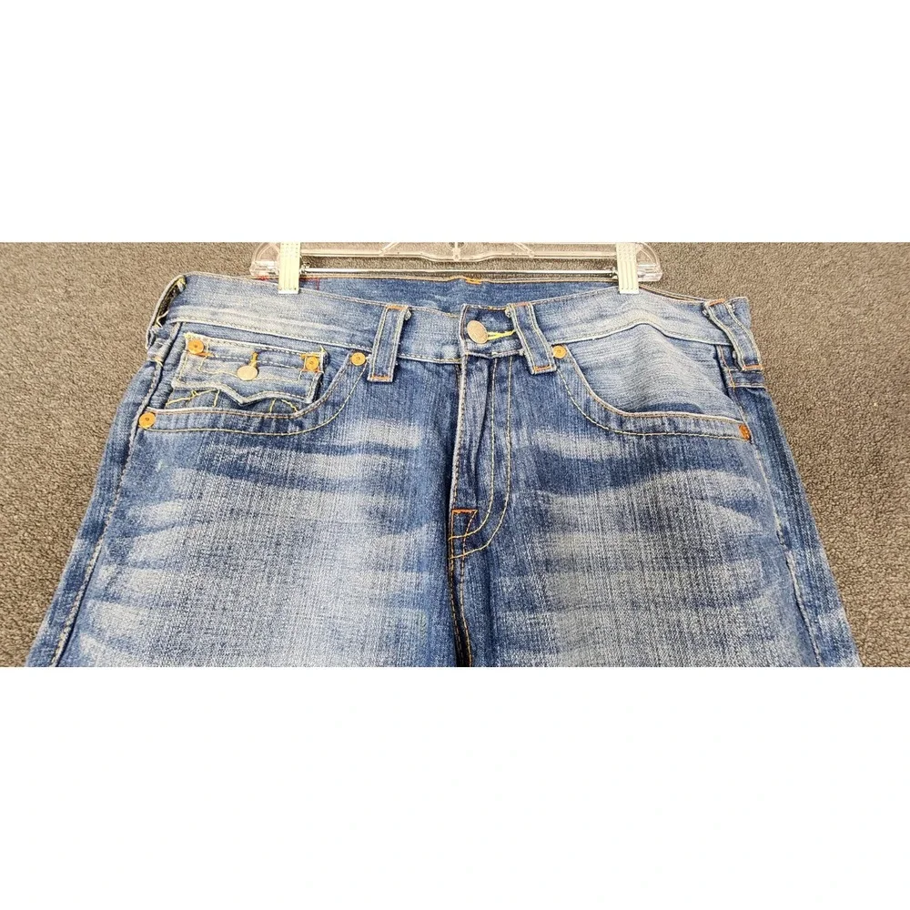 True Religion World‎ Embroidered Rare Men 38x33.5 Yuppie Distressed Denim Y2K